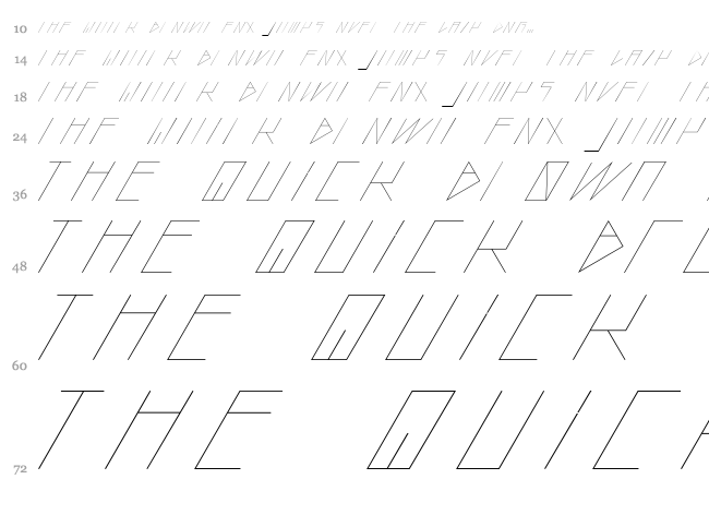 Slanted Italic Shift font waterfall